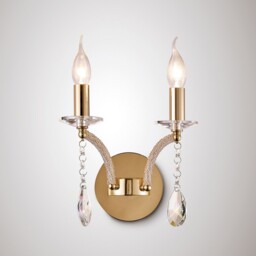 Fiore Wall Lamp Switched 2 Candle Light French Gold, Crystal - thumbnail 2