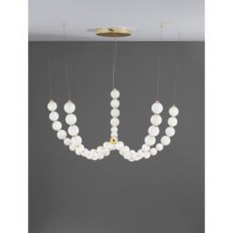 Perla Integrated LED Pendant Ceiling Light Gold Metal, Opal Glass LED 130W 11376Lm 3000K + Remote Control - thumbnail 3