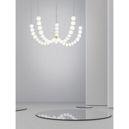 Perla Integrated LED Pendant Ceiling Light Gold Metal, Opal Glass LED 130W 11376Lm 3000K + Remote Control - thumbnail 2
