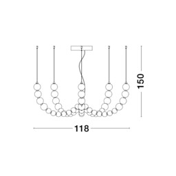 Perla Integrated LED Pendant Ceiling Light Gold Metal, Opal Glass LED 130W 11376Lm 3000K + Remote Control - thumbnail 5