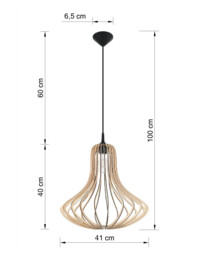 Elza Wire Frame Pendant Light Natural Wood E27 - thumbnail 5