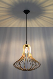 Elza Wire Frame Pendant Light Natural Wood E27 - thumbnail 3