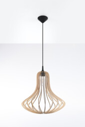 Elza Wire Frame Pendant Light Natural Wood E27 - thumbnail 2