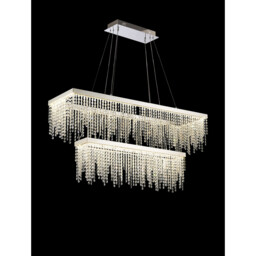 Bano Rectangular 2 Tier Dimmable Pendant 65W LED, 4000K, 5500lm, Polished Chrome / Crystal Chain, 3yrs Warranty - thumbnail 2