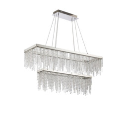 Bano Rectangular 2 Tier Dimmable Pendant 65W LED, 4000K, 5500lm, Polished Chrome / Crystal Chain, 3yrs Warranty - thumbnail 3