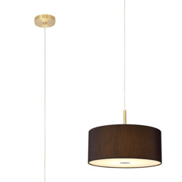 Baymont Antique Brass 3 Light E27 Single Pendant With 40cm x 18cm Faux Silk Shade, Black/White Laminate - thumbnail 1