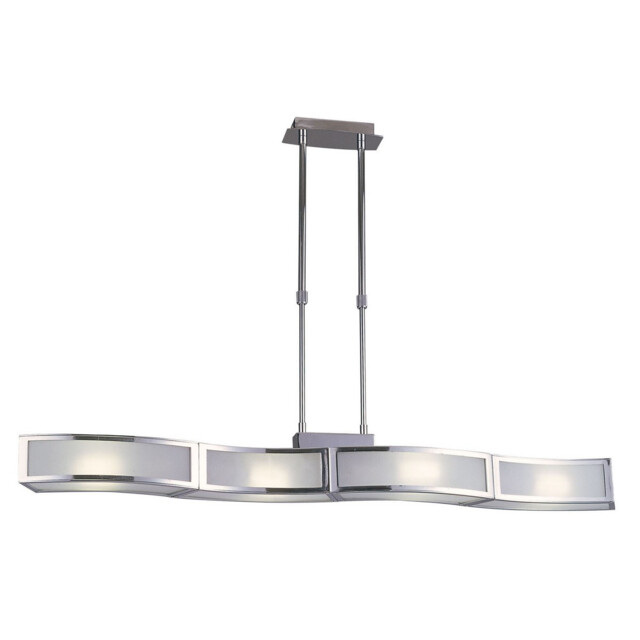 Duna GU10 Linear Pendant 4 Light L1, SGU10 Bar, Polished Chrome, White Acrylic - image 1