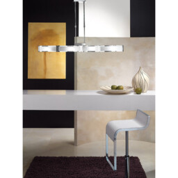 Duna GU10 Linear Pendant 4 Light L1, SGU10 Bar, Polished Chrome, White Acrylic - thumbnail 3