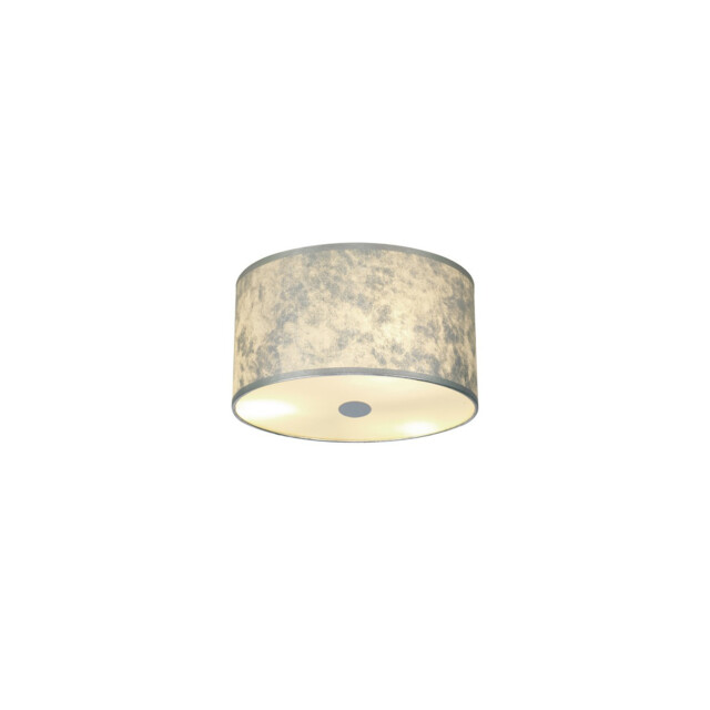 Baymont White 3 Light E27 Flush With 30cm x 17cm Silver Leaf With White Lining Shade & Frosted/PC Acrylic Diffuser - image 1