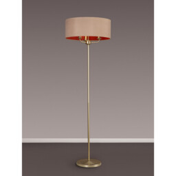 Banyan 3 Light Switched Floor Lamp With 50cm x 20cm Dual Faux Silk Fabric Shade Champagne Gold/Antique Gold - thumbnail 2