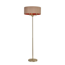 Banyan 3 Light Switched Floor Lamp With 50cm x 20cm Dual Faux Silk Fabric Shade Champagne Gold/Antique Gold