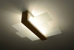 Feniks 2 Light Flush Ceiling Light Natural Wood, E27 - thumbnail 5