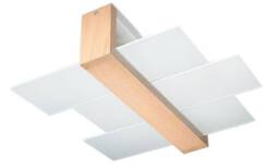 Feniks 2 Light Flush Ceiling Light Natural Wood, E27