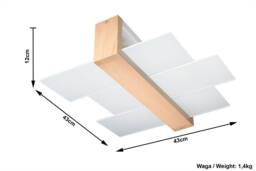 Feniks 2 Light Flush Ceiling Light Natural Wood, E27 - thumbnail 3