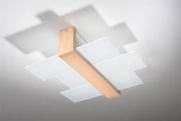 Feniks 2 Light Flush Ceiling Light Natural Wood, E27 - thumbnail 2