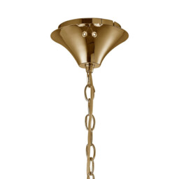 Tiffany Pendant 4+4 Light E14+G9, French Gold With White Shades & Clear Crystal - thumbnail 3