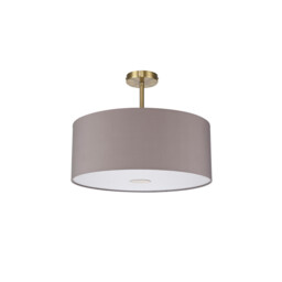 Baymont Antique Brass E27 Semi Flush With 50cm x 20cm Faux Silk Shade, Grey/White Laminate - thumbnail 5