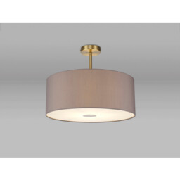 Baymont Antique Brass E27 Semi Flush With 50cm x 20cm Faux Silk Shade, Grey/White Laminate - thumbnail 2
