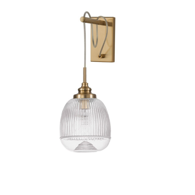 Mond Dome Wall Lamp Satin Gold Metal Clear Glass LED E14 - image 1