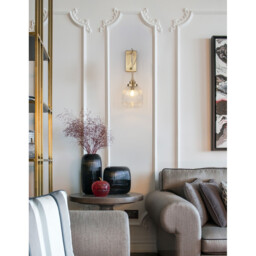 Mond Dome Wall Lamp Satin Gold Metal Clear Glass LED E14 - thumbnail 2