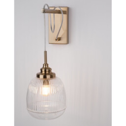 Mond Dome Wall Lamp Satin Gold Metal Clear Glass LED E14 - thumbnail 5