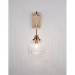 Mond Dome Wall Lamp Satin Gold Metal Clear Glass LED E14 - thumbnail 3