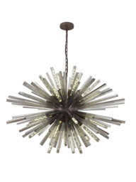 Hornby 32 Light E27, Oval Pendant Brown Oxide , Smoke Glass