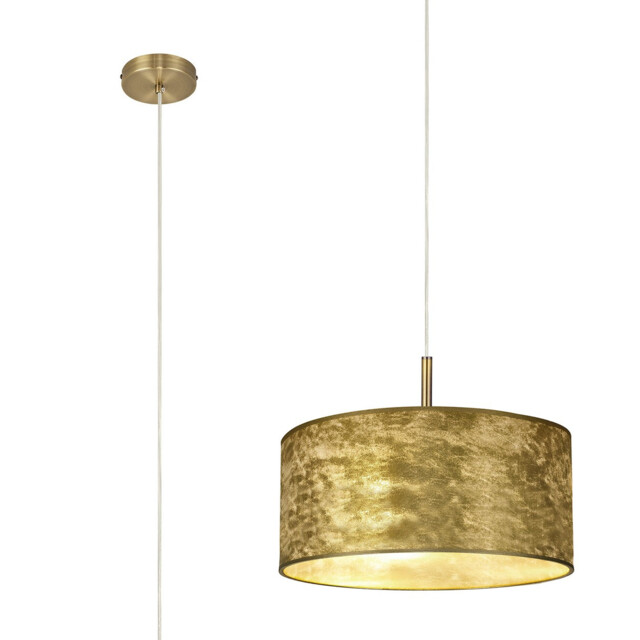 Baymont Antique Brass E27 Single Pendant With 40cm x 18cm Gold Leaf Shade - image 1