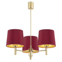 Ponte Plus Multi Arm Pendant Ceiling 3 Light Red (Gold Inside), Dark Brass - thumbnail 1