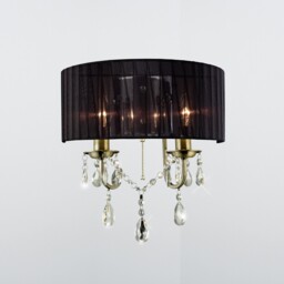 Olivia Wall Lamp with Black Shade 2 Light Antique Brass, Crystal - thumbnail 2