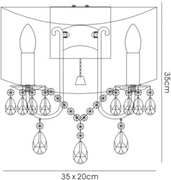 Olivia Wall Lamp with Black Shade 2 Light Antique Brass, Crystal - thumbnail 3