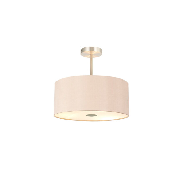 Baymont Satin Nickel 5 Light E27 Semi Flush With 40cm Dual Faux Silk Shade, Antique Gold/Ruby - image 1