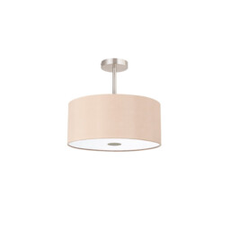 Baymont Satin Nickel 5 Light E27 Semi Flush With 40cm Dual Faux Silk Shade, Antique Gold/Ruby - thumbnail 5