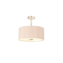 Baymont Satin Nickel 5 Light E27 Semi Flush With 40cm Dual Faux Silk Shade, Antique Gold/Ruby