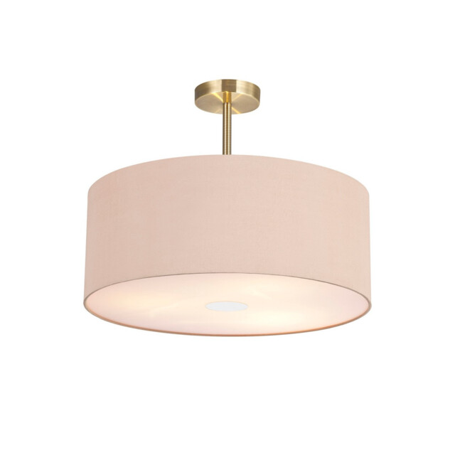 Baymont Antique Brass 3 Light E27 Semi Flush With 50cm x 20cm Dual Faux Silk Shade, Antique Gold/Ruby - image 1