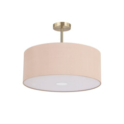 Baymont Antique Brass 3 Light E27 Semi Flush With 50cm x 20cm Dual Faux Silk Shade, Antique Gold/Ruby - thumbnail 5