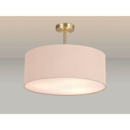 Baymont Antique Brass 3 Light E27 Semi Flush With 50cm x 20cm Dual Faux Silk Shade, Antique Gold/Ruby - thumbnail 2
