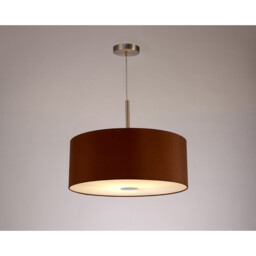 Baymont Satin Nickel E27 Single Pendant With 50cm Dual Faux Silk Shade, Raw Cocoa/Grecian Bronze - thumbnail 2