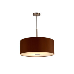 Baymont Satin Nickel E27 Single Pendant With 50cm Dual Faux Silk Shade, Raw Cocoa/Grecian Bronze - thumbnail 5