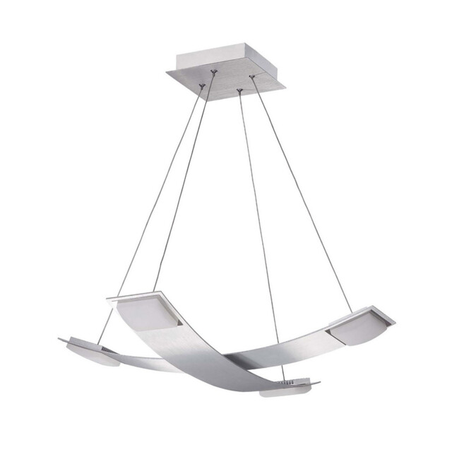 Thea Square Pendant 4 Light 28W LED 3000K, 2520lm, Satin Aluminium/Frosted Acrylic - image 1