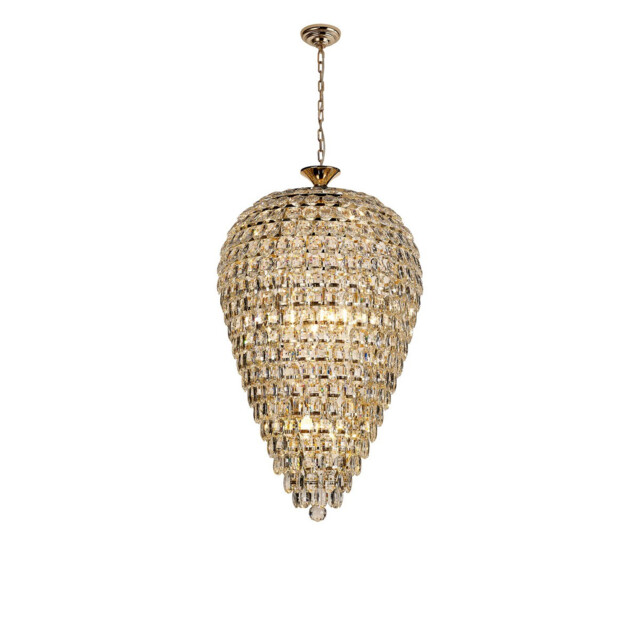 Coniston Acorn Pendant, 16 Light E14, French Gold/Crystal, Item Weight: 40.60kg - image 1