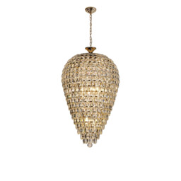 Coniston Acorn Pendant, 16 Light E14, French Gold/Crystal, Item Weight: 40.60kg - thumbnail 1
