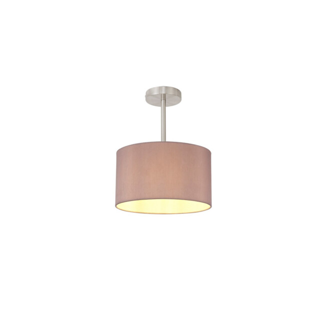 Baymont Satin Nickel E27 Semi Flush With 30cm x 17cm Dual Faux Silk Shade, Taupe/Halo Gold - image 1