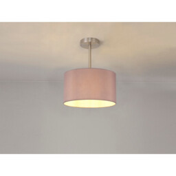 Baymont Satin Nickel E27 Semi Flush With 30cm x 17cm Dual Faux Silk Shade, Taupe/Halo Gold - thumbnail 2