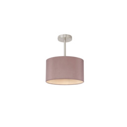 Baymont Satin Nickel E27 Semi Flush With 30cm x 17cm Dual Faux Silk Shade, Taupe/Halo Gold - thumbnail 5