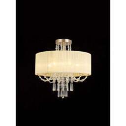 Freida Semi Flush With Ivory Cream Shade 6 Light E14 French Gold/Crystal - thumbnail 2