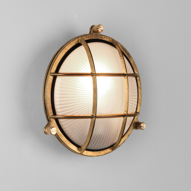 Thurso Outdoor Bulkhead Coastal Wall Light Natural Brass IP44, E27 - image 1