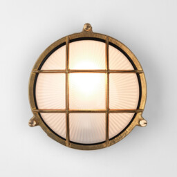 Thurso Outdoor Bulkhead Coastal Wall Light Natural Brass IP44, E27 - thumbnail 2