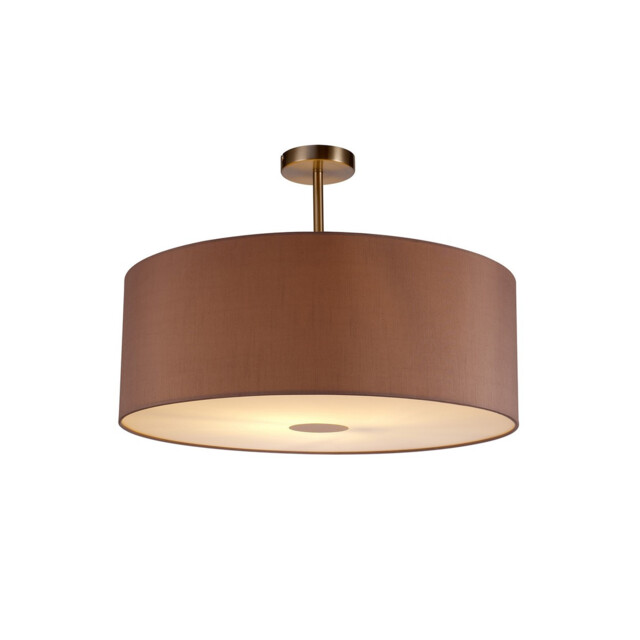 Baymont Satin Nickel E27 Semi Flush With 60cm x 22cm Dual Faux Silk Shade, Taupe/Halo Gold - image 1