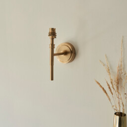 Chester Brushed Aged Brass Plate Wall Light with Peachy Keen Fabric Leaf Shade 16cm B22 - thumbnail 3